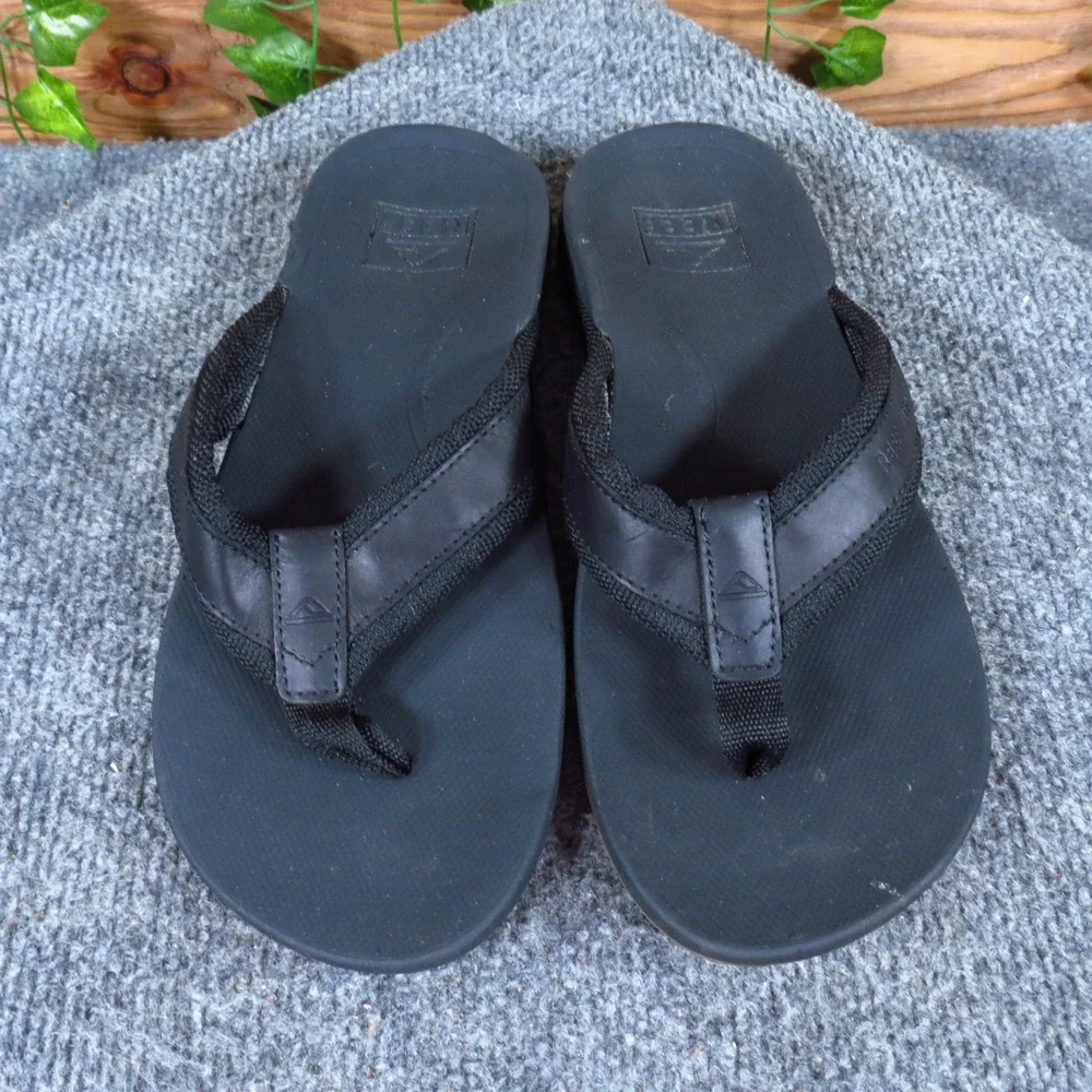 Reef Cushion Phantom 2.0 Mens Flip Flop Sandals Size 7 Beach Pool Black Leather